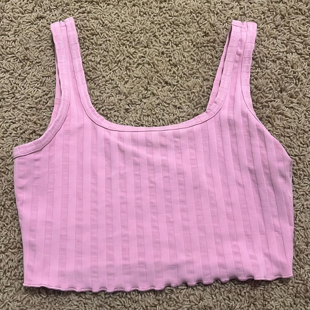 Offline By Aerie Crop Top Women's Large Sleeveless Ribbed Square Neck